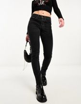 Noisy May Olivia coated straight leg jeans in black | ASOS