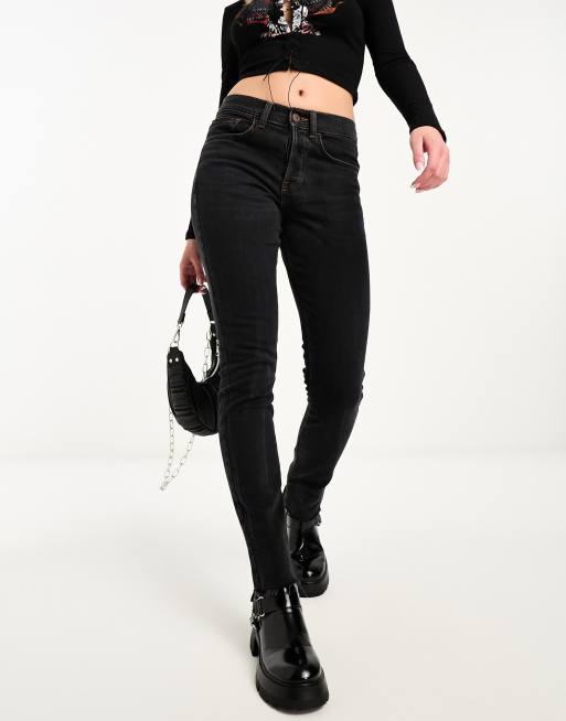 Raw hem black cheap skinny jeans