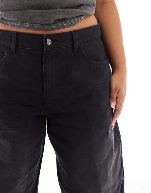 COLLUSION X001 Plus antifit jeans in washed black - BLACK, 3 of 5