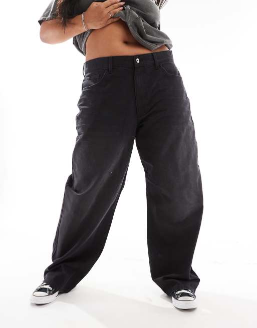 COLLUSION X001 Plus antifit jeans in washed black, 5 of 5