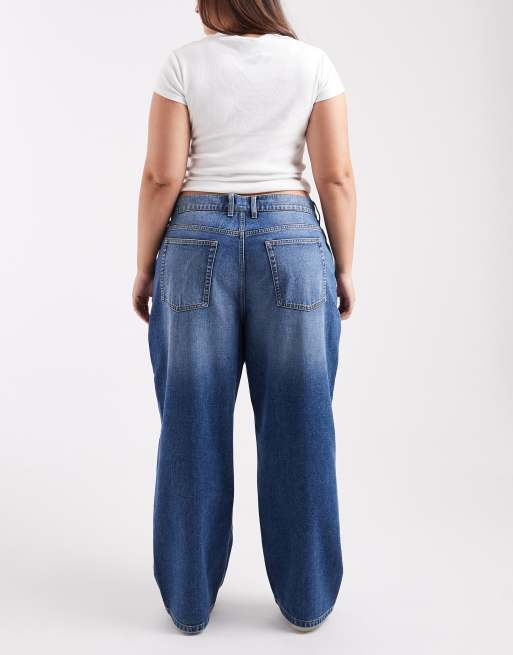 COLLUSION X001 Plus antifit mid rise jeans in mid blue, 2 of 5