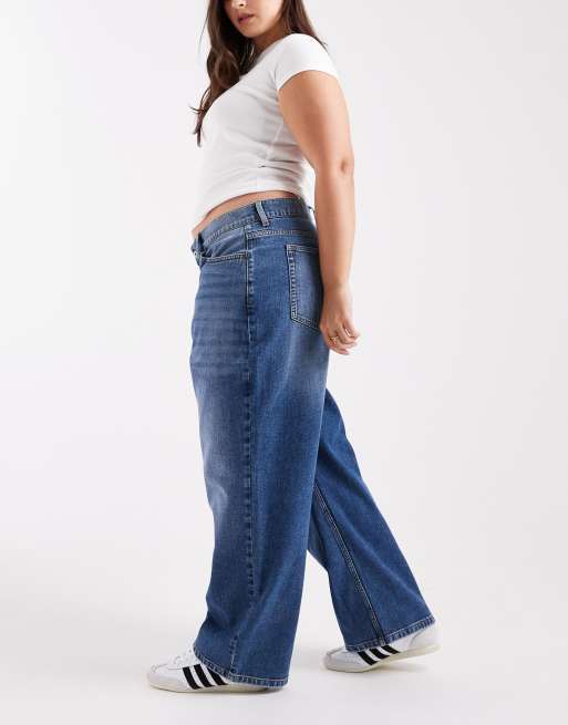 COLLUSION X001 Plus antifit mid rise jeans in mid blue, 3 of 5