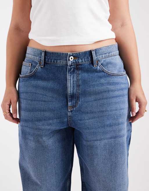 COLLUSION X001 Plus antifit mid rise jeans in mid blue, 5 of 5