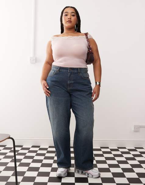 COLLUSION – X001 Plus – Sehr weite Jeans in blauer Dirty-Waschung - view 1