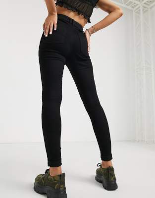 black cut skinny jeans
