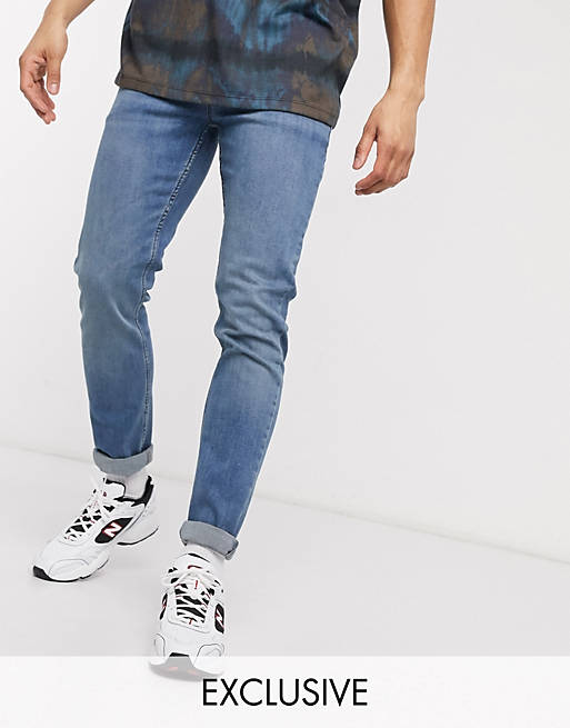 COLLUSION x001 skinny jeans in blue mid wash