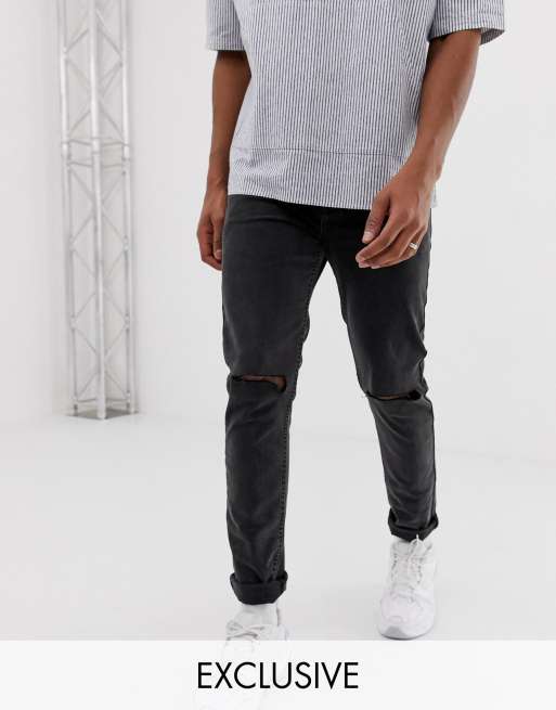 COLLUSION x001 skinny jeans in washed black with rips | ASOS