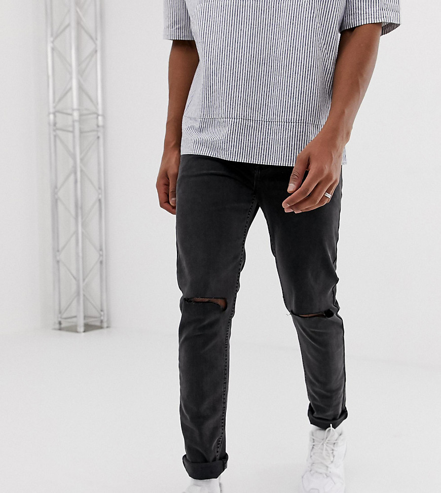 COLLUSION - x001 - Skinny jeans in zwarte wassing met scheuren
