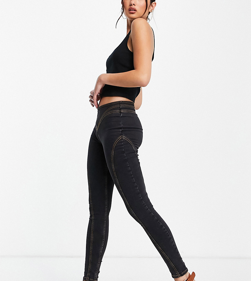COLLUSION x001 skinny jeans with seam detail in black-Blue