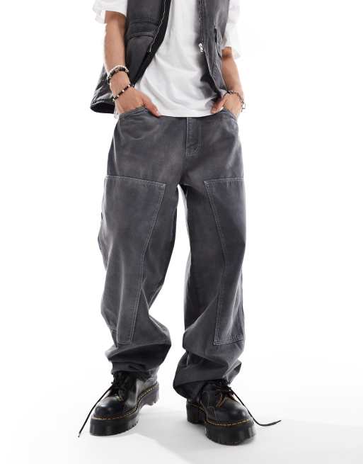 COLLUSION X002 baggy carpenter jeans in washed grey - LBLUE, 5 of 5