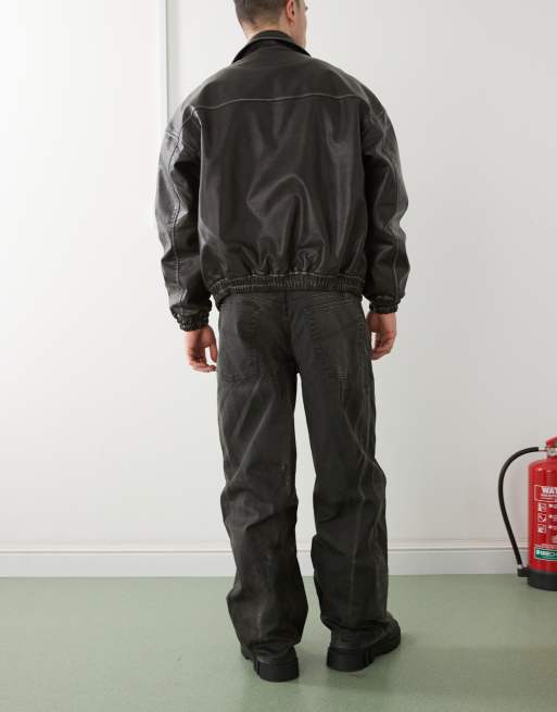 COLLUSION X002 baggy coated jeans in washed black | ASOS