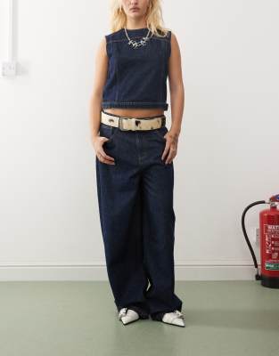 Collusion X002 Baggy Jeans Coord In Raw Denim  Mblue - Asos Jeans New In 28th October 2024