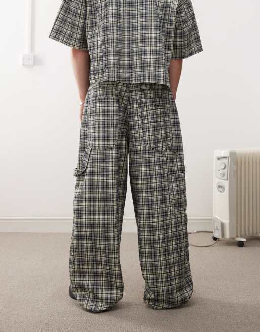COLLUSION X002 baggy jeans in black and white check co-ord - MULTI