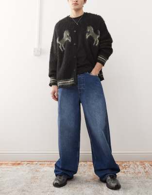 X002 baggy jeans in inky wash-Black