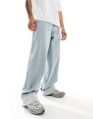 X002 baggy jeans in lightwash blue gray with cuffs