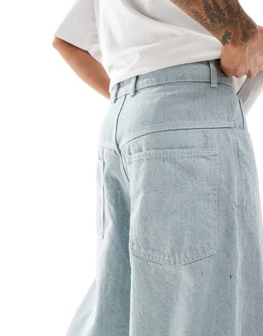 COLLUSION X002 baggy jeans in lightwash blue gray with cuffs