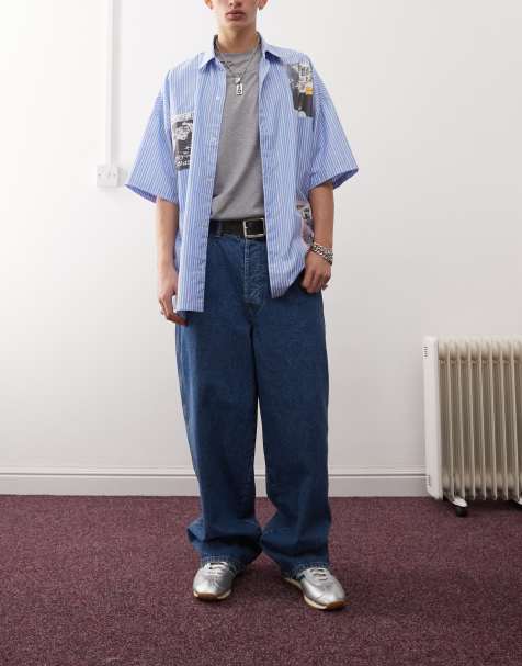 COLLUSION – X002 – Baggy-Jeans in mittelblauer Waschung - view 1