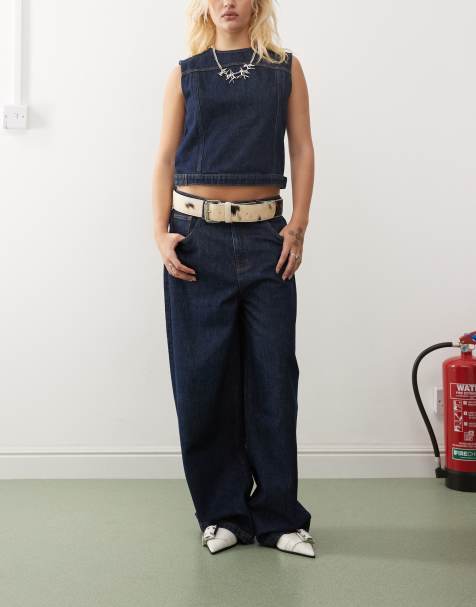COLLUSION X002 baggy jeans in raw denim - part of a set - view 1