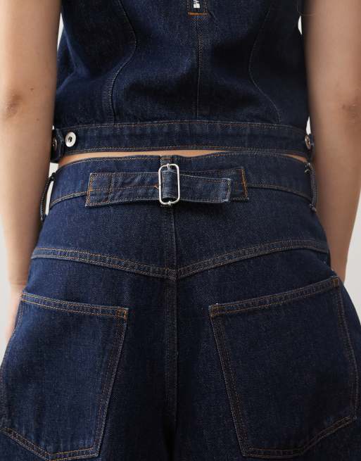 COLLUSION X002 baggy jeans in raw denim (part of a set), 4 of 5