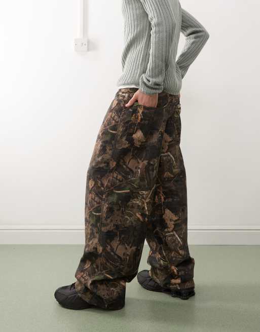 COLLUSION x002 baggy jeans in tree camo print