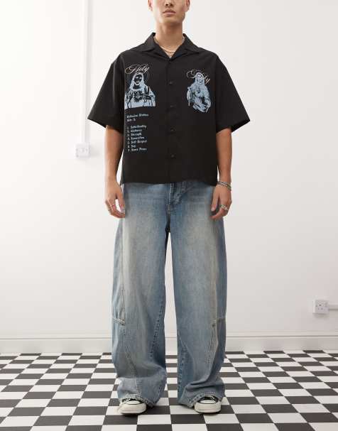 COLLUSION x002 - Baggy jeans met naaddetail in lichte wassing blauw - view 1