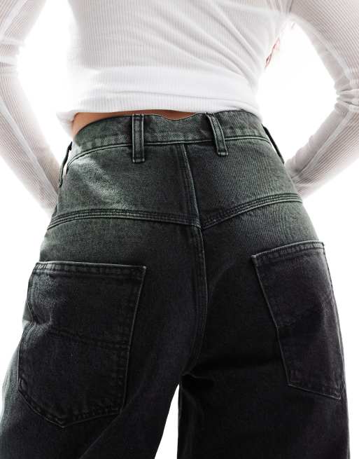 COLLUSION - X002 - Baggy jeans met naden en tint in zwart, 4 van 5