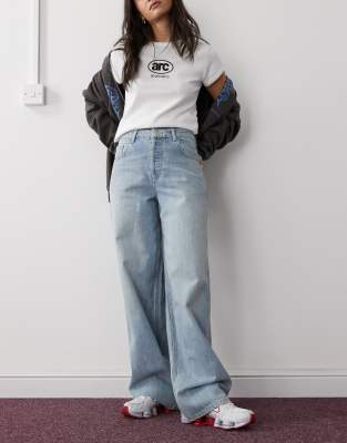 Collusion X002 Baggy Jeans With Boxer Waistband In Mid Blue  Mblue - Asos Jeans New In 26th October 2024