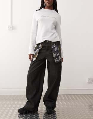 Collusion X002 Baggy Jeans With Camo Pockets-multi