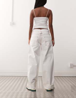 Collusion X002 Baggy Jeans With Turn-up Hem In Neutral