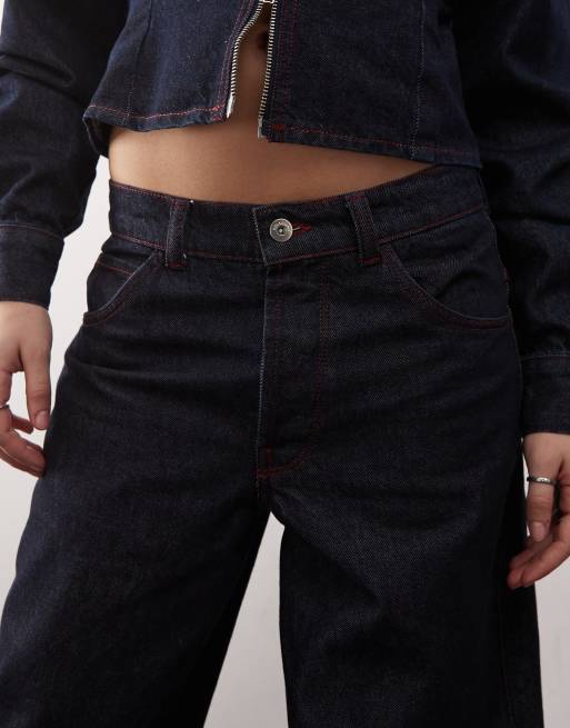 COLLUSION X002 baggy jeans with turn up hem in rinse wash