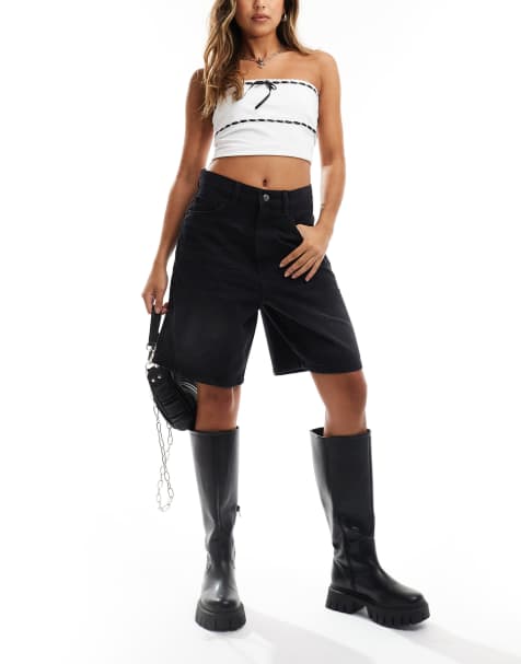 COLLUSION X002 bermuda shorts in washed black - view 1