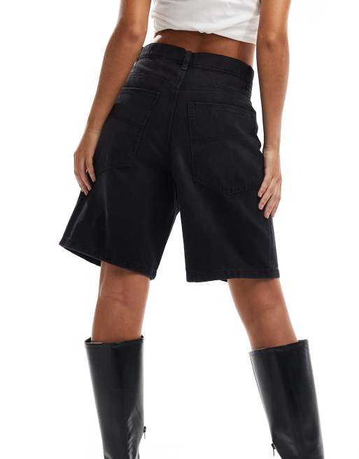 COLLUSION X002 bermuda shorts in washed black, 2 of 5