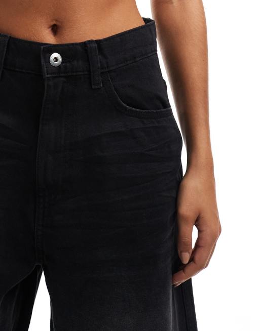 COLLUSION X002 bermuda shorts in washed black, 3 of 5