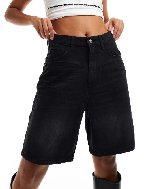 COLLUSION X002 bermuda shorts in washed black, 4 of 5