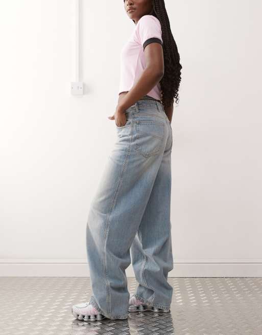 COLLUSION - X002 - Jean baggy avec taille façon caleçon - Bleu moyen, 3 de 5