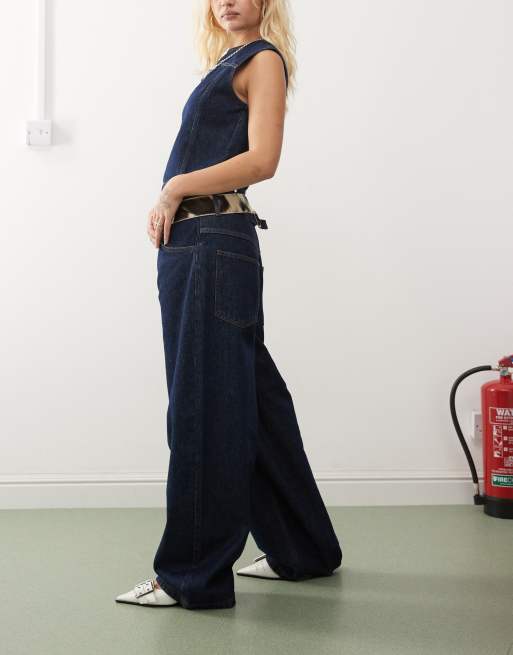 COLLUSION - X002 - Jeans ampi in denim grezzo blu medio in coordinato, 3 di 5
