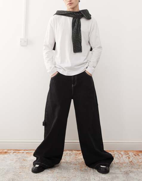 COLLUSION - X002 - Jeans larghi color nero slavato con stampa stile skater - view 1