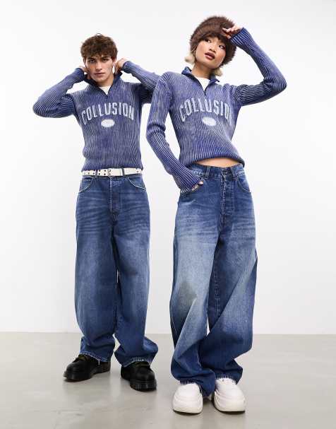 COLLUSION – x002 – Klarblå, baggy jeans - view 1
