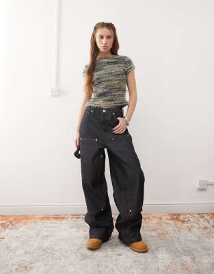 COLLUSION - x002 - Weite Carpenter-Jeans in Rinse-Waschung-Blau