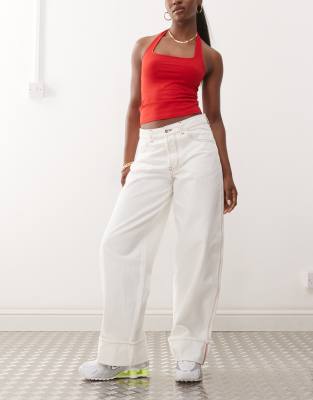 COLLUSION - X002 - Weite Jeans in Ecru mit Umschlagsaum-Neutral