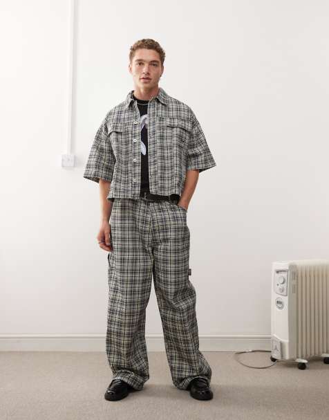 COLLUSION – X002 – Weite Jeans in schwarz-weiß kariert, Kombiteil - view 1