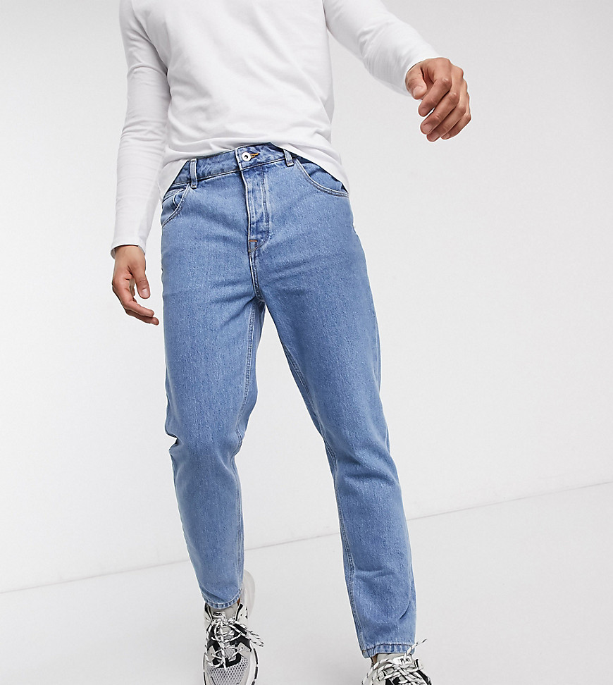 COLLUSION – x003 – Blå, stentvättade jeans med avsmalnande passform