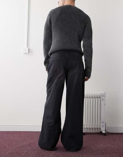 COLLUSION – x003 – Bleksvarta jeans med vida ben, 2 av 5