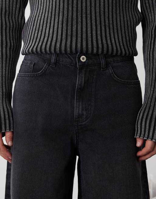 COLLUSION – x003 – Bleksvarta jeans med vida ben, 5 av 5