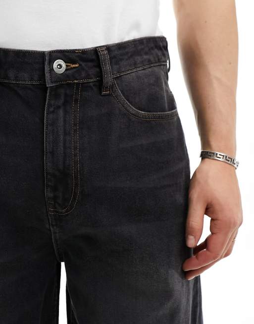 COLLUSION - X003 - Jeans a fondo ampio nero slavato, 4 di 5
