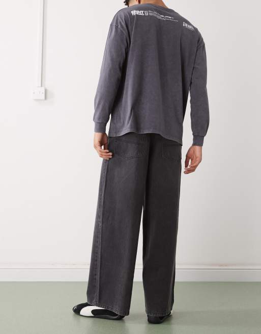 COLLUSION x003 - Jeans con fondo ampio nero slavato, 3 di 5