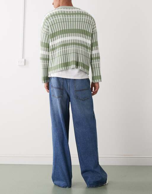 COLLUSION - X003 - Jeans met halfhoge taille en wijde pijpen in middenblauw, 3 van 5