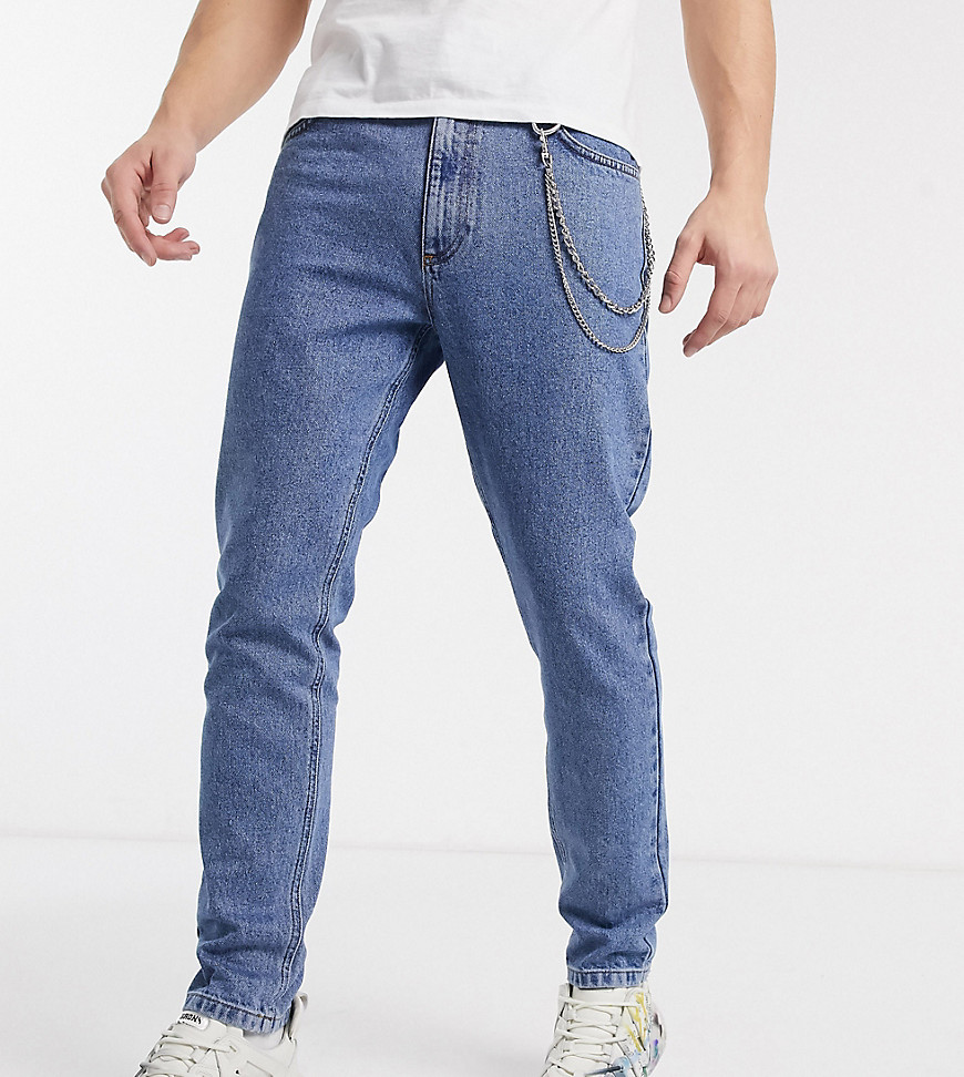 COLLUSION - x003 - Jeans met smaltoelopende pijpen en afneembare ketting-Blauw