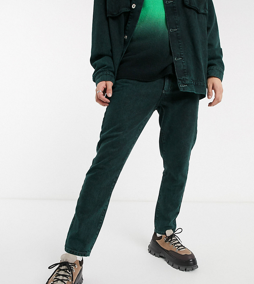 COLLUSION x003 - Jeans met smaltoelopende pijpen in groene overdye