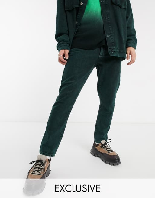 COLLUSION x003 - Jeans met smaltoelopende pijpen in groene overdye